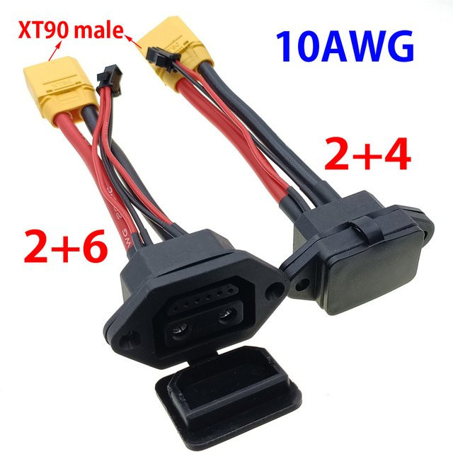 HBXINTAO TX90 Stecker auf 2+4/2+6 Pin Buchse Elektrofahrzeug Lithium-Batterie-Ladebuchse und E-Bike Verbindungskabel in Schwarz - Bild 1