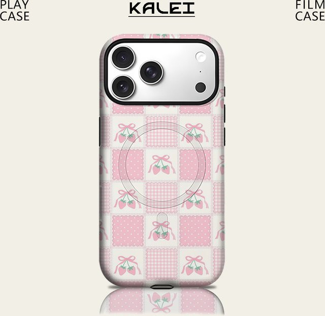 Potdemiel Erdbeer-Handyhülle in Pink für iPhone 17 16 15 14 13 Pro Max Plus mit magnetischer doppelschichtiger robusten Schutzhülle - Bild 1