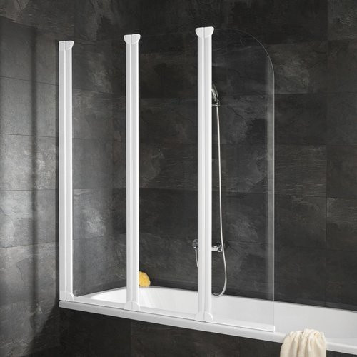 Schulte Badewannentrennwand ExpressPlus aus Echtglas in Weiss, B: 125 cm, H: 140 cm - Bild 1