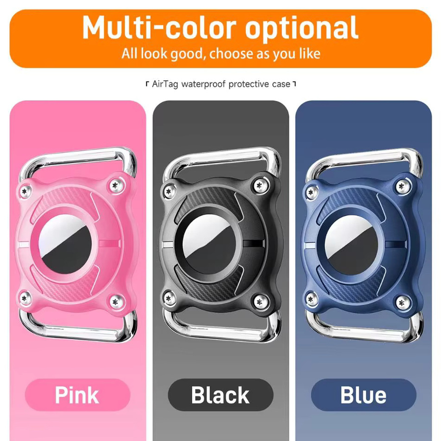 Apple Airtag Hundehalsbandhalter Wasserdichte Hülle in Schwarz mit abnehmbarer Metallschlaufe - Bild 2