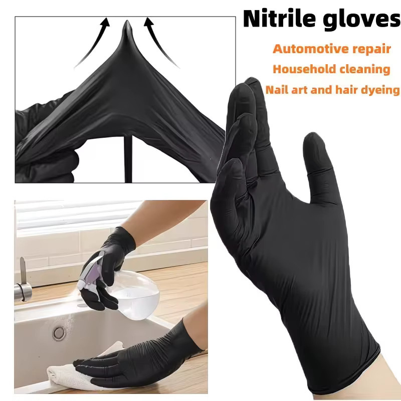 INMAICH Einweg-Nitrilhandschuhe Schwarz 4mil mit texturiertem Griff für Haushalt, Reinigung, Küche und Tätowieren - Bild 3