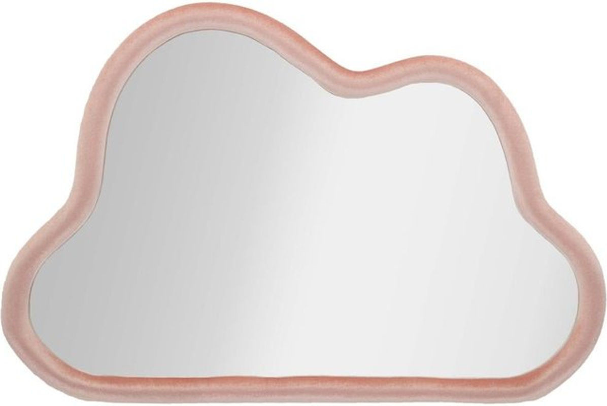 Wandspiegel in Wolkenform von MAUROFERRETTI mit Samtrahmen in Rosa, B: 90 cm, H: 60 cm - Bild 1