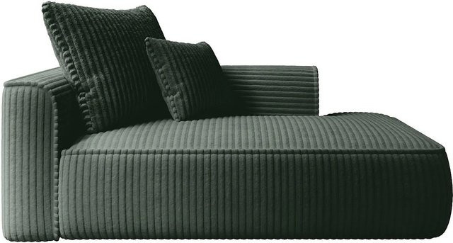 Vente-unique Recamiere Pineta ohne Schlaffunktion in Grün mit Cord-Bezug, Breite: 180 cm - Bild 1