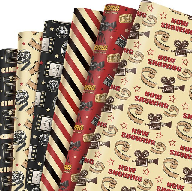Kino Geschenkpapier für Geburtstagsparty und Dekoration, 6 oder 12 Stück - Bild 1