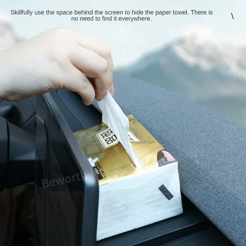 Beworth Armaturenbrett Ablagefach und Taschentuchbox aus TPE für Tesla Model 3 Highland 2024-2026 in Schwarz - Bild 5