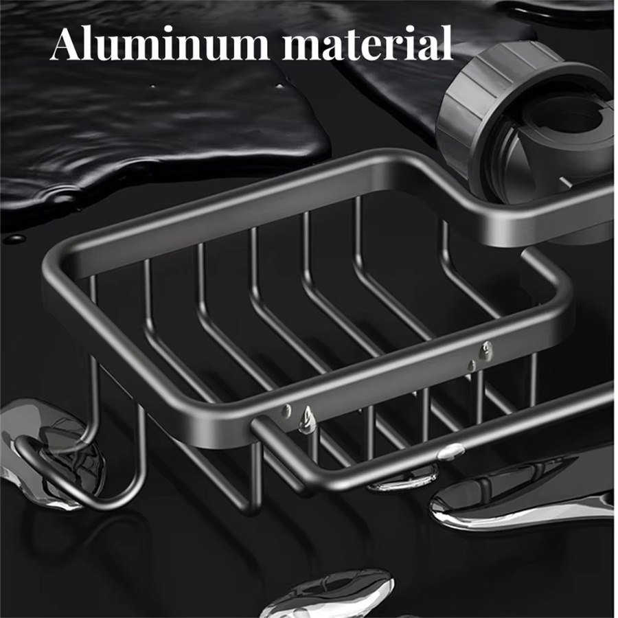 Küchen-Schwammhalter mit Zwei-Wege-Drainage und Stoff-Ablage in Silber aus Metall - Bild 3