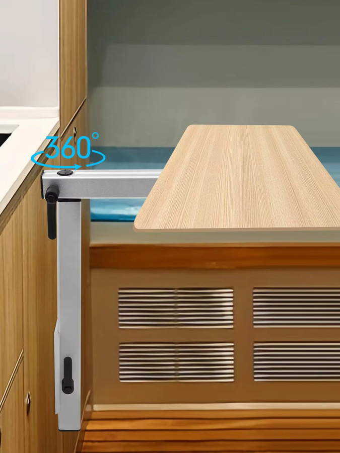 Bymaocar Teleskop-Tischbein aus Aluminiumlegierung für Yachten und RV, silberfarben, mit Tischträgerplatte und 360 Grad Schwenkfunktion - Bild 3