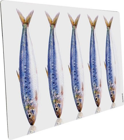 mySPOTTI Mini-Spritzschutz Fische aus Aluverbund in Blau und Weiß B: 41,0 cm, H: 59,0 cm - Bild 1