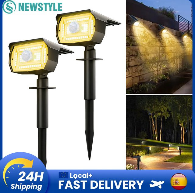 Solar-LED-Spotleuchten für den Außenbereich mit Bewegungssensor und 56 LEDs in Schwarz, wasserdichte Gartenbeleuchtung für Hof, Wand und Wege - Bild 1