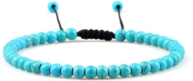 Armband Perlen, Lava, Tigerauge, Naturstein, himmelblau, Unisex - Bild 1