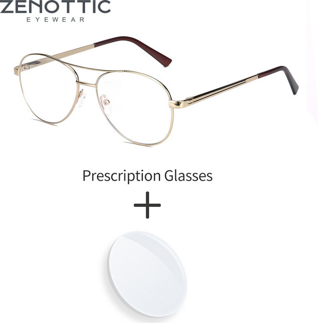 ZENOTTIC Aviator Korrektionsbrille, Metall, Gold, Vollrand, Herren - Bild 1