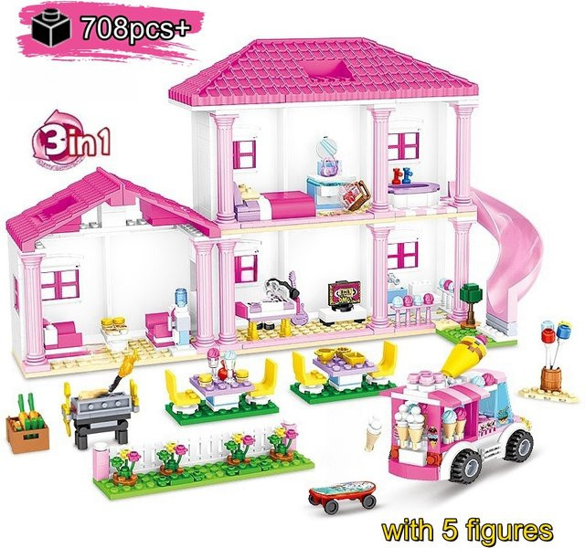 HUATEC 3in1 Mädchen Haus Villa Bausteine DIY Set in Multicolour - Bild 1