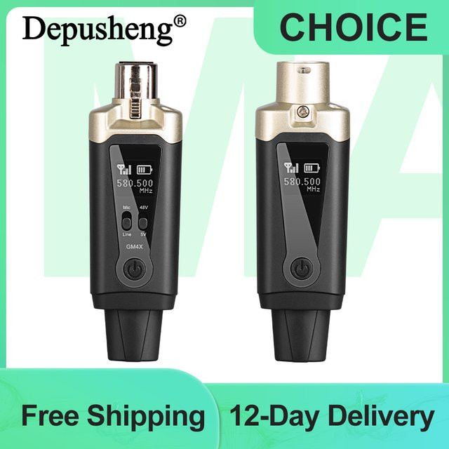 Depusheng MA5 Professionelles drahtloses Funkmikrofonsystem mit XLR für dynamische und Kondensatormikrofone, Schwarz - Bild 1
