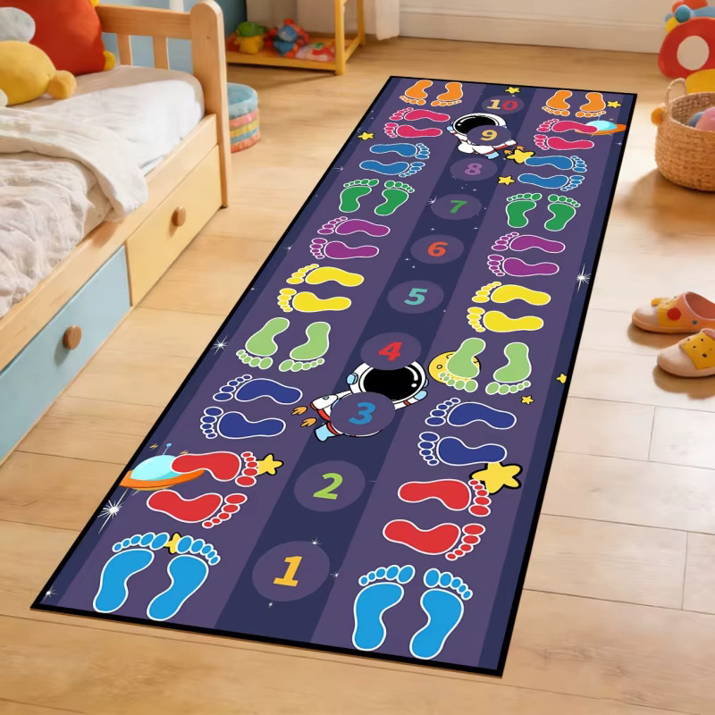 VIKAMA Bunter Fußabdruck-Teppich mit Kinder-Motiv, rutschfest und waschbar, Mehrfarbig, B/T: 120 x 50 cm - Bild 5