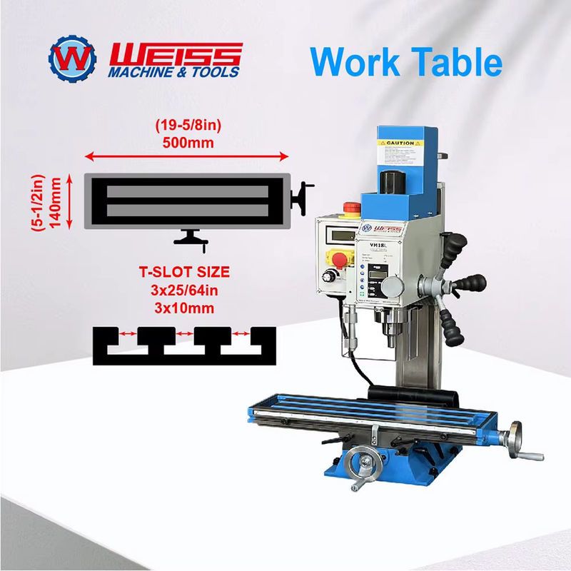 WEISS Tischfräsbohrmaschine VM18L mit 750 W und variabler Drehzahl 100-2250 U/min in Weiss - Bild 3