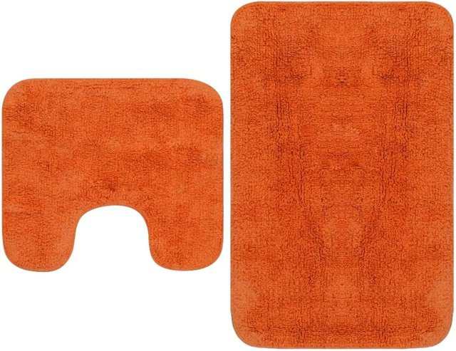 vidaXL Badematten-Set aus Baumwolle in Orange, 2-teilig mit rutschfester Unterseite - Bild 1