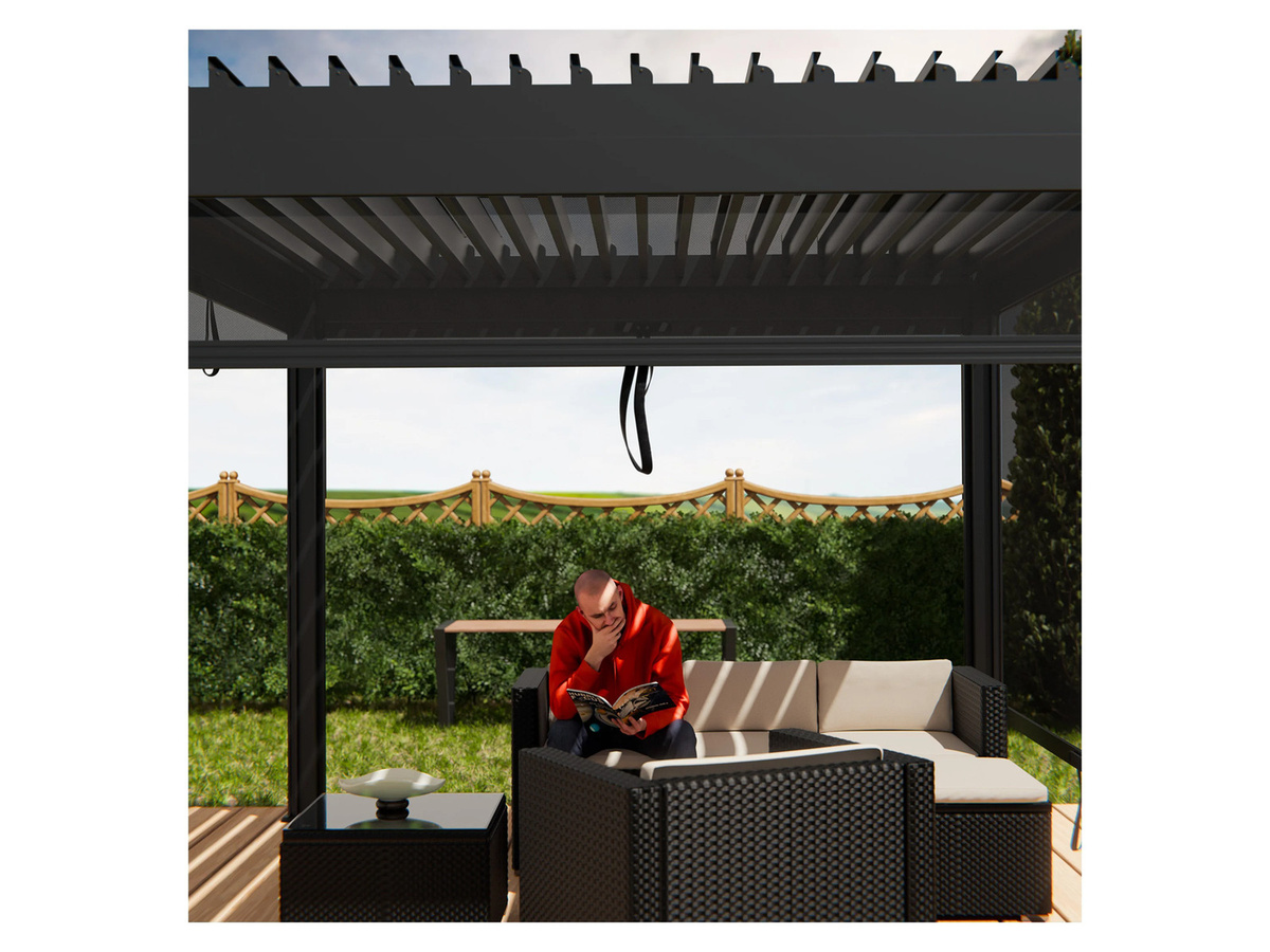 Juskys Pergola Lamellendach Tahiti Terrassenüberdachung aus Stahl in Anthrazit B: 5,9 m, T: 3 m - Bild 3