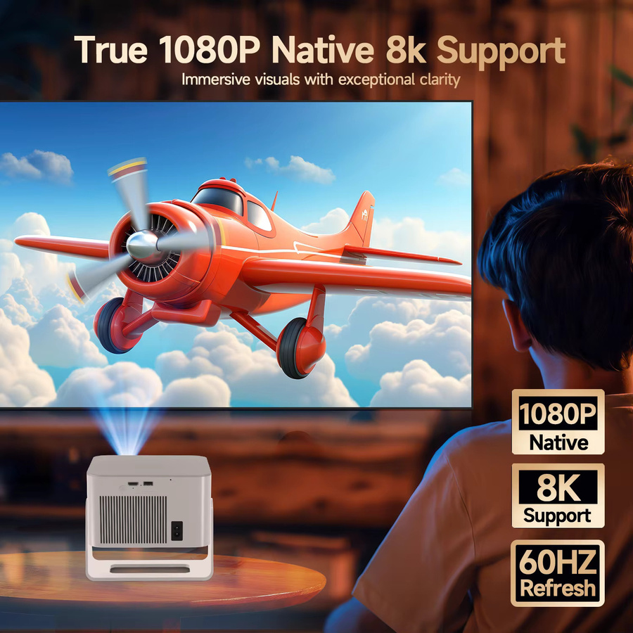 Magcubic HY350Max Tragbarer Projektor mit Android 14, Autofokus, 4K Unterstützung, 900 ANSI Lumen, Full HD 1080P, Wifi 6 und Bluetooth 5.4 in Weiß - Bild 4