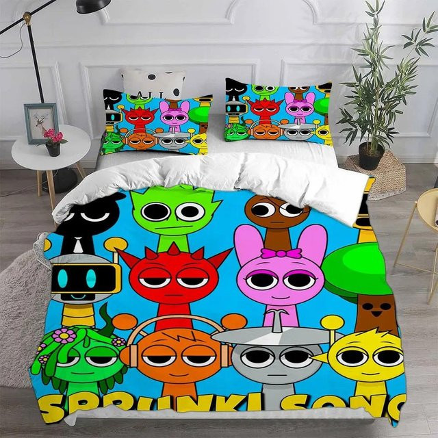 Sprunki 3D-Druck Bettwäsche-Set von Binchi Fitness mit Bettbezug und Kissenbezügen, Mehrfarbig, B/H: 260 x 240 cm - Bild 1