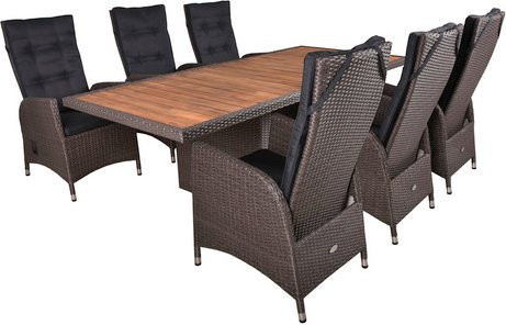 Garden Pleasure Gartenmöbel-Set Braga 7-teilig aus Akazienholz in Grau - Bild 1