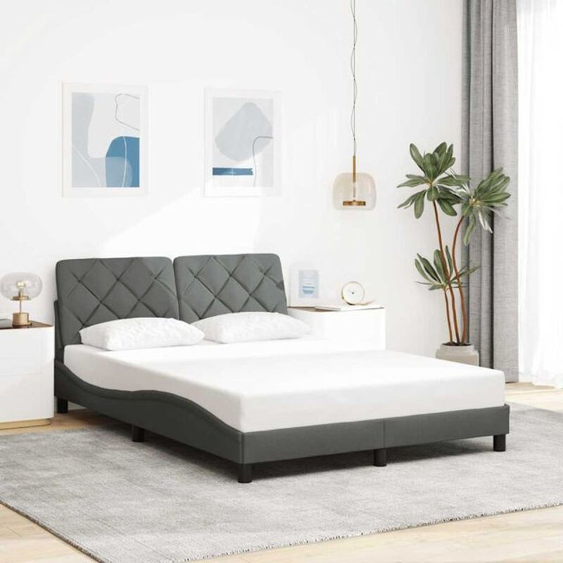 Modernes Polsterbett vidaxl aus Stoff in Anthrazit und Grau, B/T/H: 120 x 200 cm, ohne Matratze - Bild 1