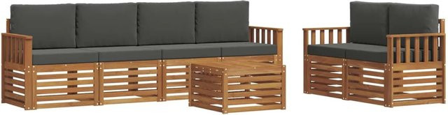 vidaXL Outdoor-Sofagarnitur aus Massivholz Akazie mit Polstern in Natur und Anthrazit - Bild 1