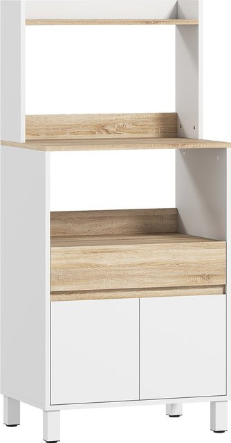 Aosom HOMCOM Mikrowellen-Sideboard mit Schrank und Schublade in Eiche und Weiß, B/T/H: 60 x 40 x 131 cm - Bild 1