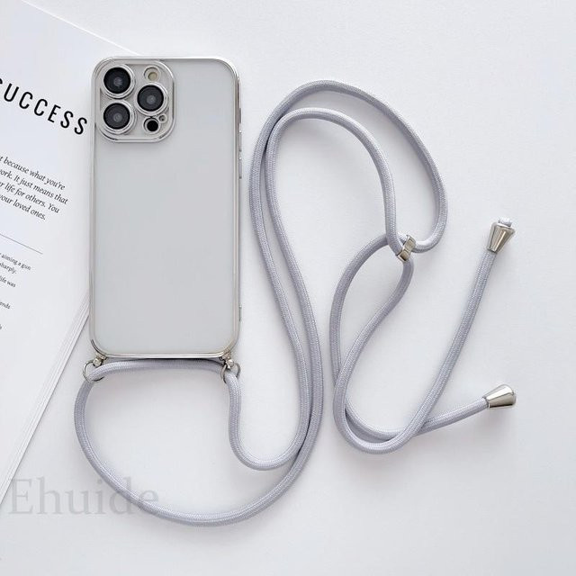 Galvanik Schutzhülle für Xiaomi Redmi Note 15 14 13 Pro 15C und POCO X6 X7 mit Crossbody Lanyard Trageband in Transparent und White - Bild 1