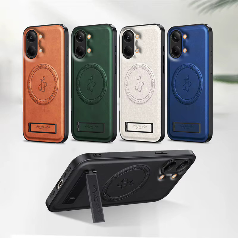 Luxuriöse Leder-Handyhülle mit Standfunktion und MagSafe Magnet für Xiaomi POCO X8 Pro Max und X8 Pro in Weiß - Bild 5