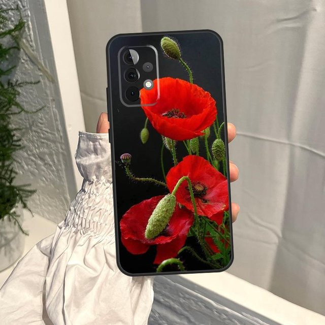 Samsung Galaxy Handyhülle mit Mohnblumen-Design in Multicolour für verschiedene Modelle wie Galaxy A16 A36 A56 A06 A13 A53 A33 A23 A55 A35 A17 A54 A34 A14 A52 A32 A15 und A33 5G - Bild 1