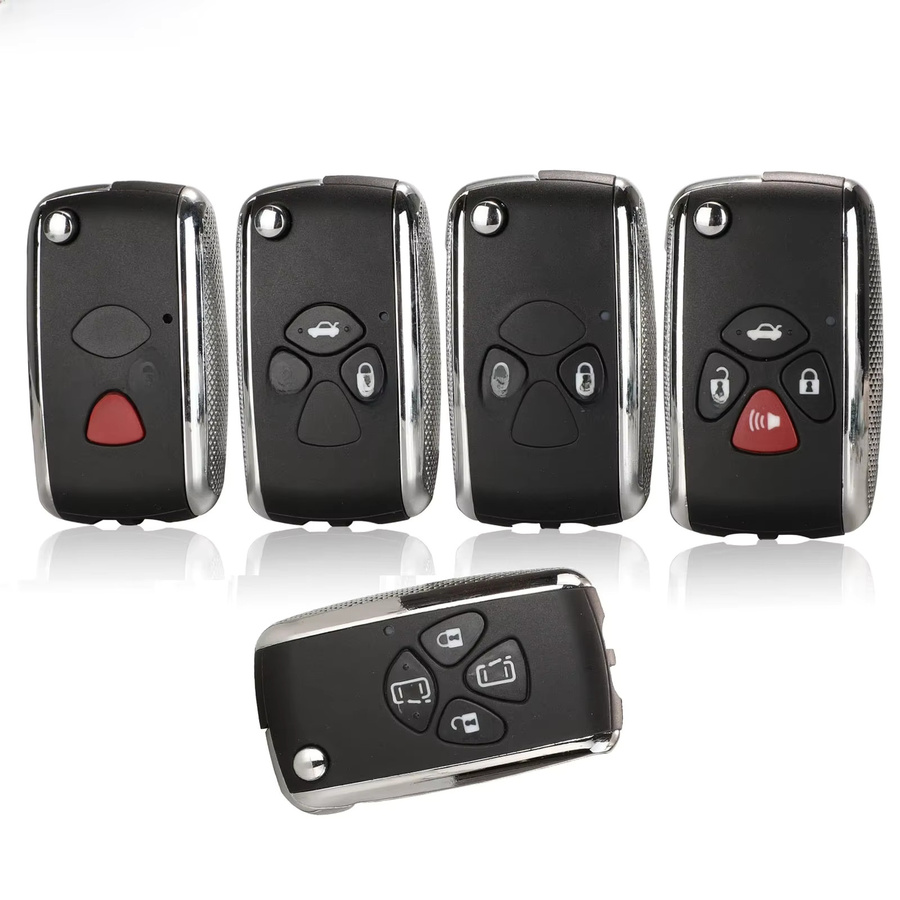 Jingyuqin Flip Fernbedienung Auto Schlüssel Shell Fob Fall für Toyota Corolla RAV4 Camry Avlon, Farbe: Schwarz, 2/3/4 Tasten - Bild 1