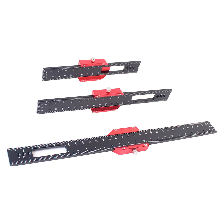 KPXIN Aluminium Präzisions-Taschenlineal mit T-Track und Metallschieber in Silber für Holzbearbeitung mit Zoll- und metrischer Skala - Bild 5