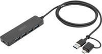 Digitus DA-70236 Slim Line 4-Port USB 3.0 Hub mit USB-C Stecker Schwarz - Bild 1