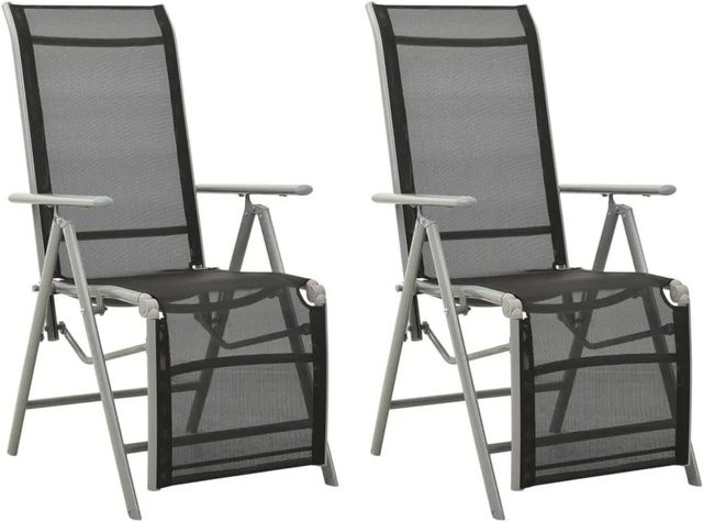 Furnicato Garten-Liegestühle Set aus 2 Stück mit Textilene und pulverbeschichtetem Aluminium in Silber - Bild 1