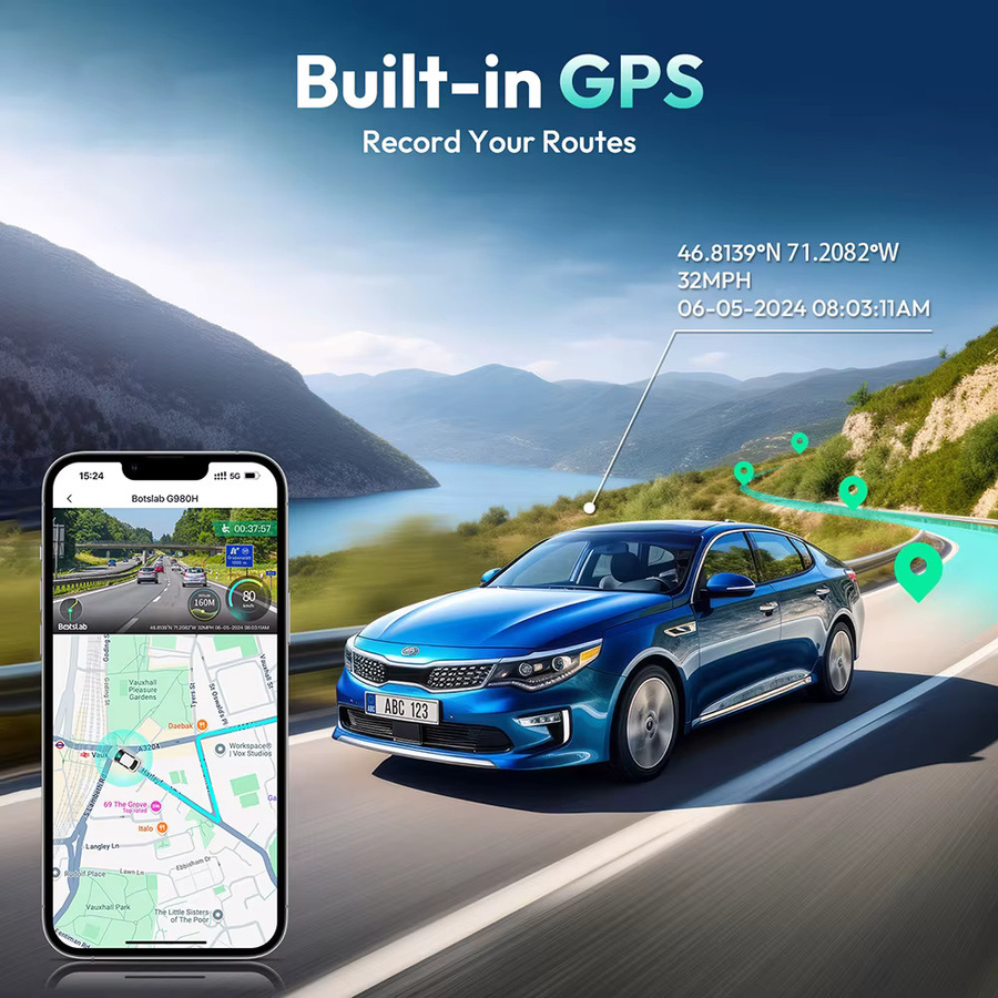Botslab G980H Dual Dash Cam mit 4K UHD Auflösung, SONY Sensoren, Sprachsteuerung, ADAS, GPS und 5,8 GHz WLAN in Schwarz inklusive 64 GB Karte - Bild 6