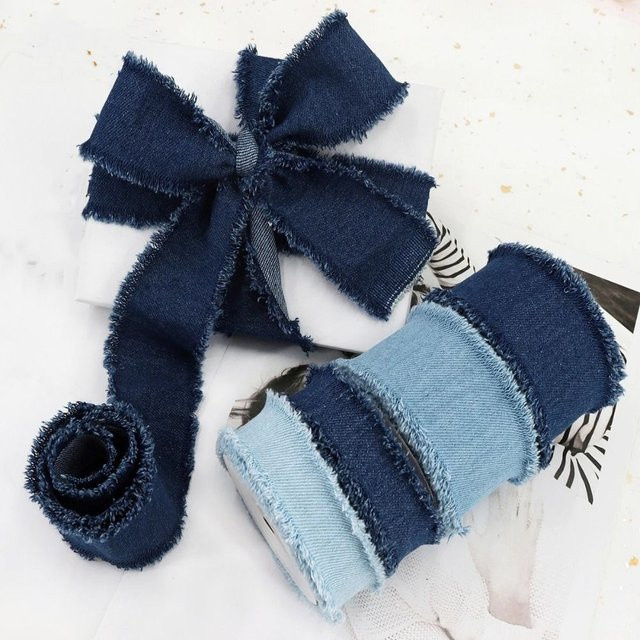 Blaues Denim Band aus Jeansstoff für DIY-Näharbeiten und Haarspangen, 1,5 Yards - Bild 1