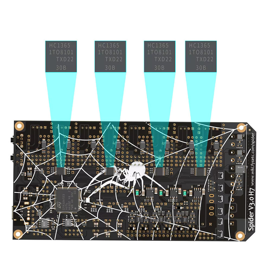 FYSETC Spider V3.0 H7 Motherboard-Steuerplatine in Schwarz für Voron mit 32-Bit STM32H723VGT6, 24V/48V und 8-Achsen TMC2209 TMC5160T Unterstützung - Bild 4