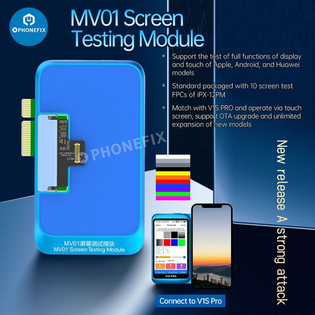 JCID MV01 Bildschirmtestmodul für V1S Pro Programmierer zur LCD-Vollfunktionstestung von iPhone, Huawei, Samsung und Xiaomi Android-Displays in Blau - Bild 1