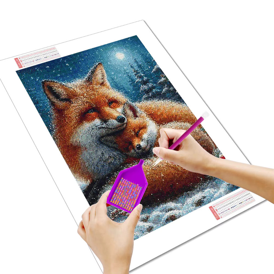 Huacan Diamantgemälde Fuchs in Winterlandschaft als Diamantmosaik Set, Mehrfarbig, B/H: 30 x 20 cm - Bild 2