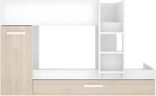 Vente-unique Etagenbett Anthony für Kinder in Naturfarben Hell und Weiß, Höhe: 243 cm, B/T: 190 x 90 cm - Bild 1
