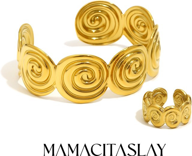 MamacitaSlay Schmuck-Set Armreif und Ring, Edelstahl, Gold, Damen - Bild 1