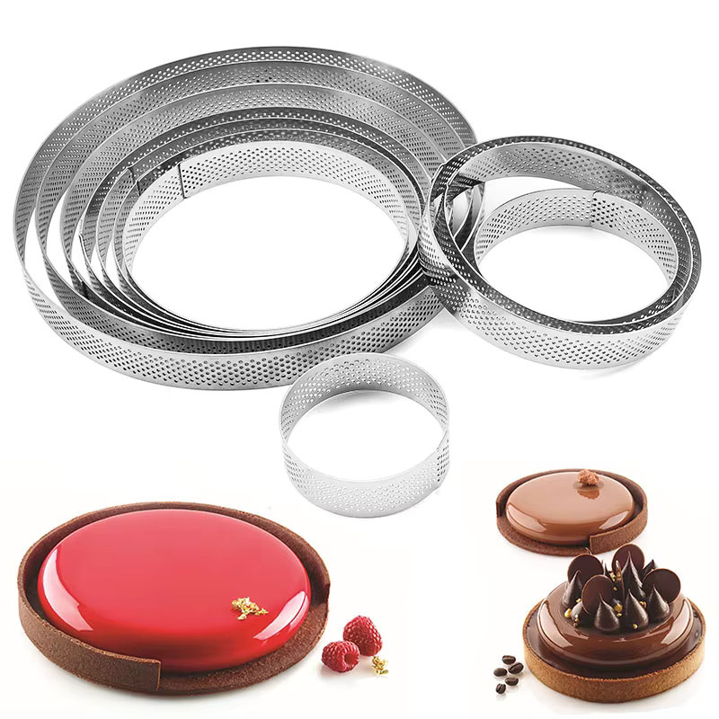 FAIS DU Edelstahl-Törtchenform rund in Silber, perforierter Kreisschneider für Mousse und Gebäck - Bild 2