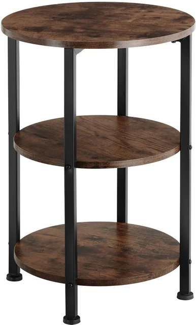 tectake Beistelltisch Colchester Industrial Style rund mit 3 Ablagen, Farbe Dunkelbraun, B/T/H: 40 x 40 x 61 cm - Bild 2