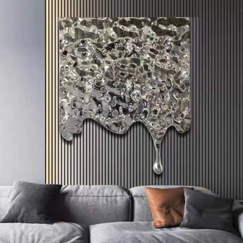 Oeny Wanddekoration aus Metall in Silber, minimalistisches geometrisches Ornament für dein Wohnzimmer, B/H: 63,0 x 50,0 cm - Bild 2
