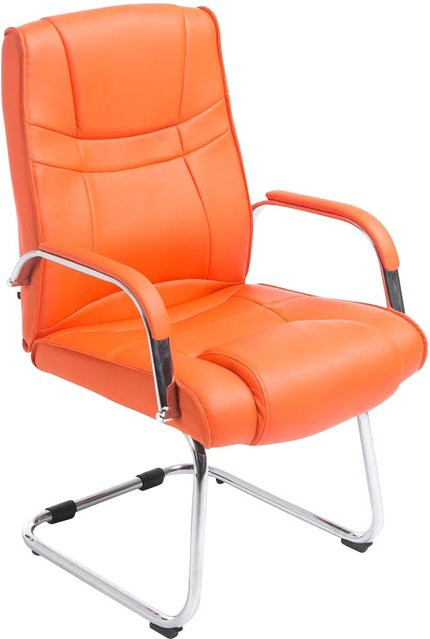 TPFLiving Besucherstuhl Athena in Orange mit Kunstleder und Metallgestell in Chromoptik - Bild 1