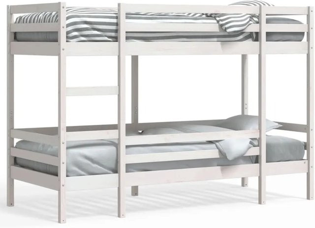 vidaXL Etagenbett aus massivem Kiefernholz in Weiß, rustikaler Stil - Bild 1