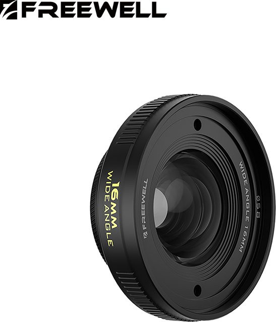 Freewell 16mm Weitwinkelobjektiv mit 105 Grad FOV für iPhone und Samsung 17MM Mount Case & Cage, Schwarz - Bild 1