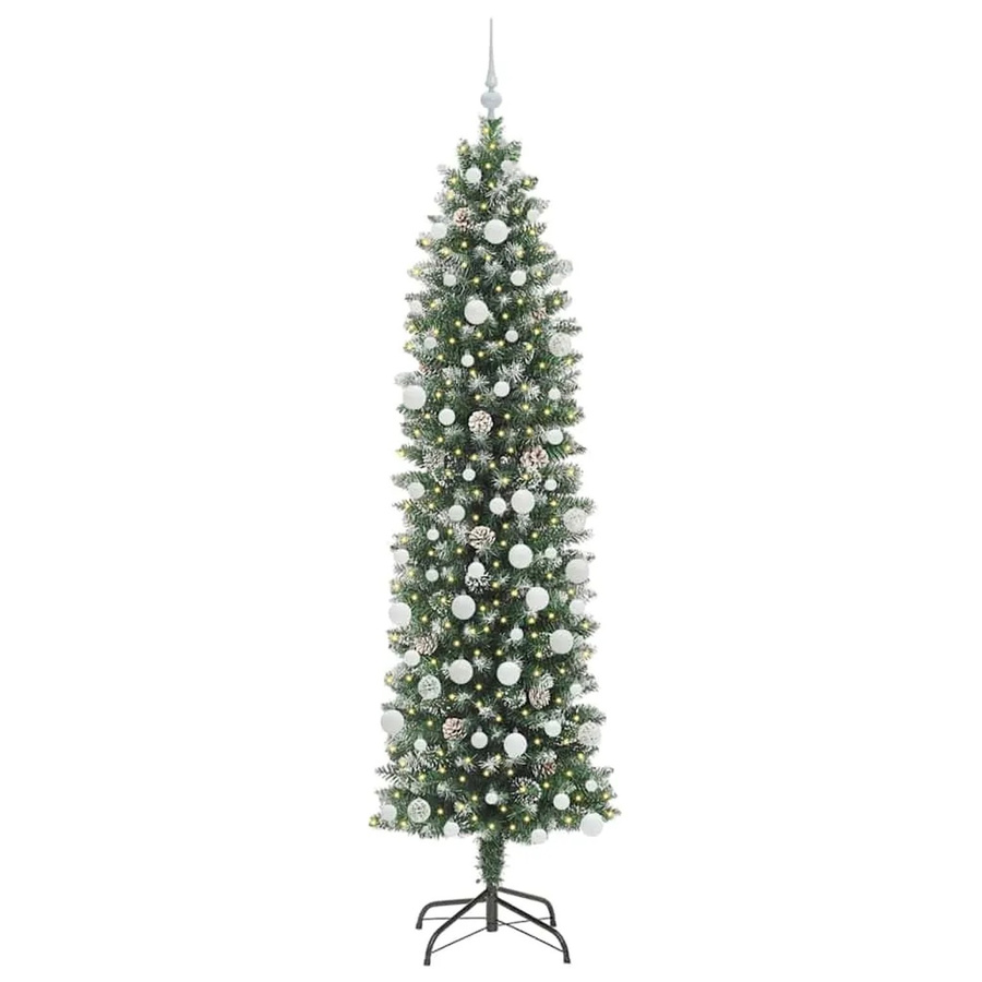 vidaXL Künstlicher Weihnachtsbaum Konisch in Grün und Weiß, Höhe: 210 cm - Bild 2