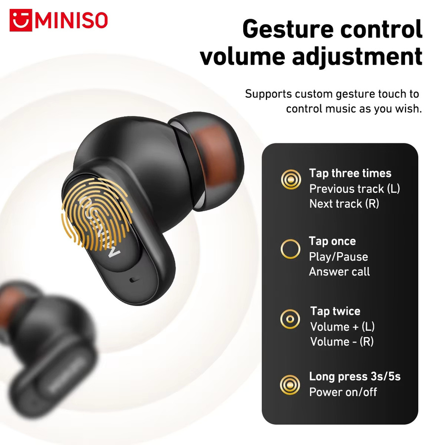 MINISO MS105 Drahtlose Bluetooth In-Ear-Ohrhörer mit AI Translator und Rauschunterdrückung in Schwarz - Bild 4