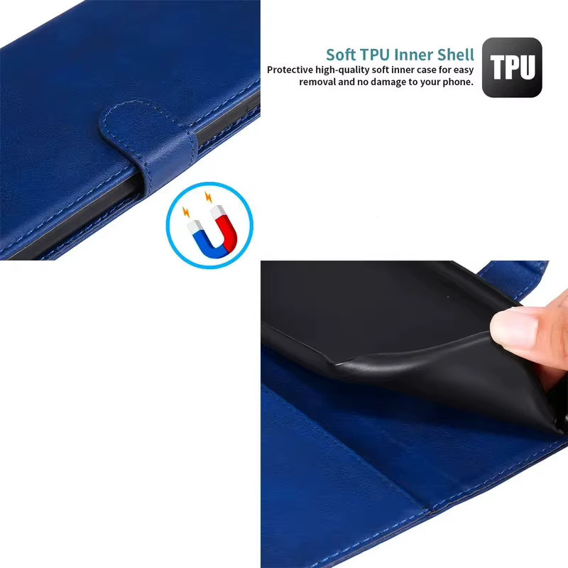 Leder-Wallet-Case für Google Pixel 3A, 4A, 5A, 5G mit Kartenfächern und Standfunktion in Rot oder Blau - Bild 4